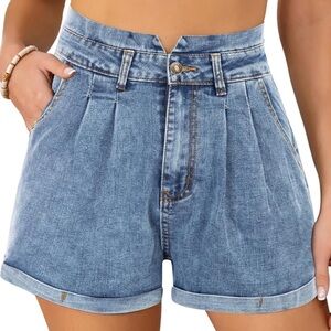 Jasambac Shorts Sz M Pleated Summer Vacation Casual High Waisted Feminine